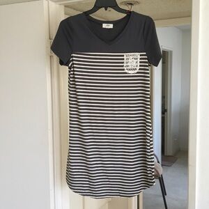 EXIST/ NAVY & WHITE STRIPED TEE DRESS